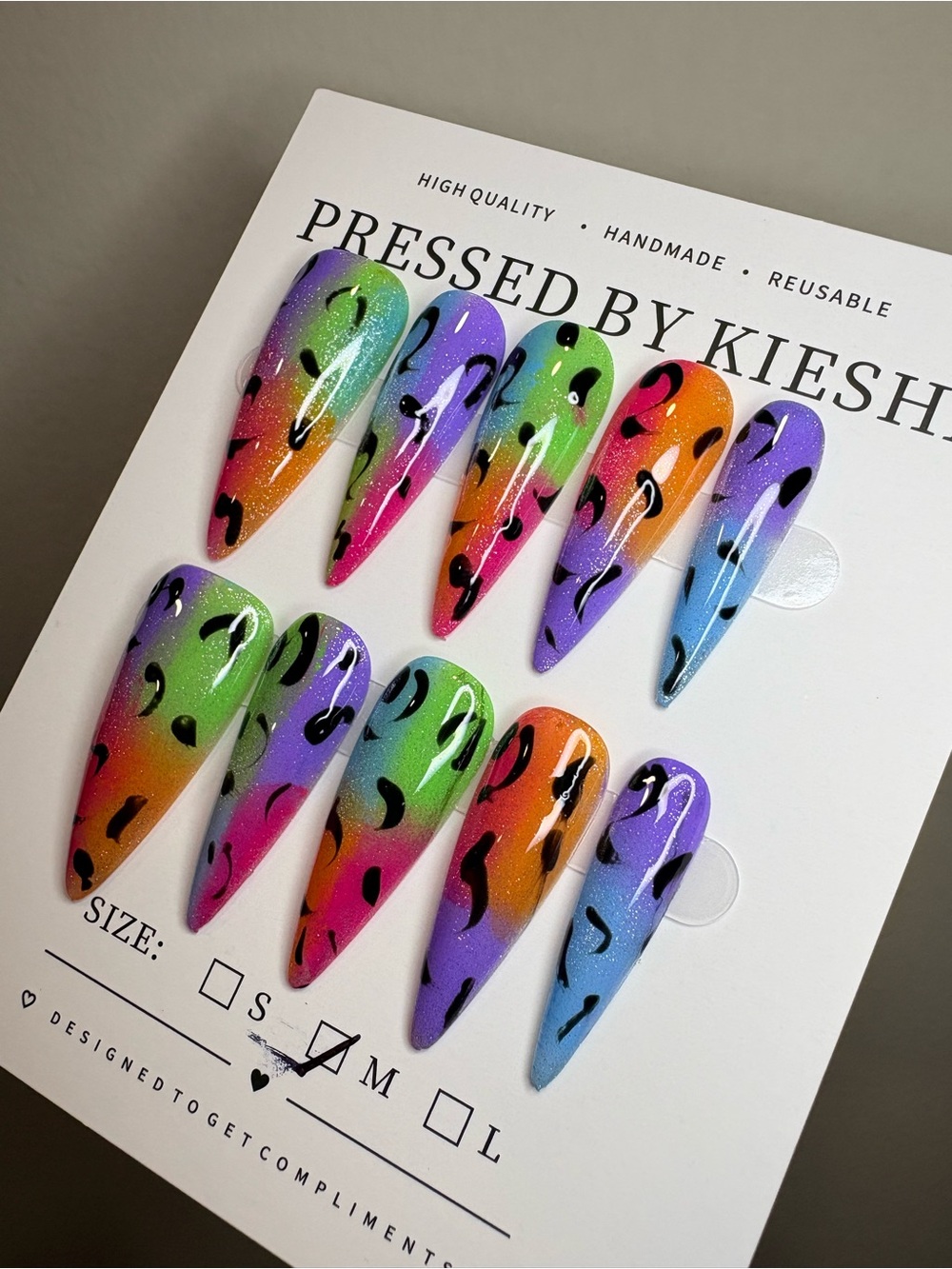 Multicolor Gradient Reusable Press-On Nails